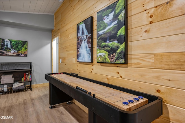 3033 N Clear Fork Rd, Sevierville, TN 37862 - recreation room with wooden walls, baseboards, and wood finished floors