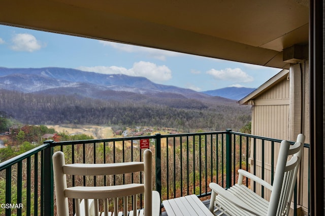 balcony with a mountain view