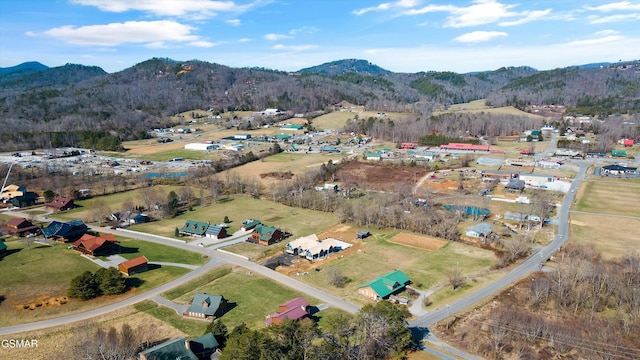 bird's eye view with a mountain view