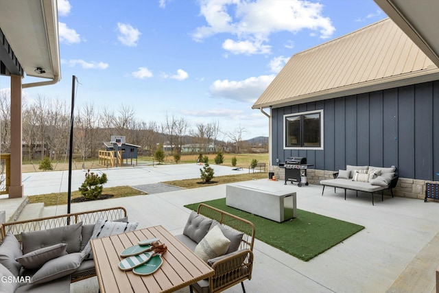 view of patio / terrace with outdoor lounge area and area for grilling