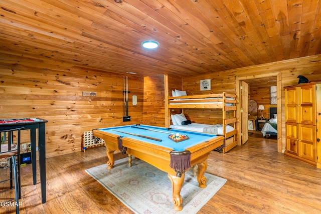 3186 Emerald Springs Loop, Pigeon Forge, TN 37862 - playroom featuring billiards table, wood ceiling, light wood finished floors, and wooden walls