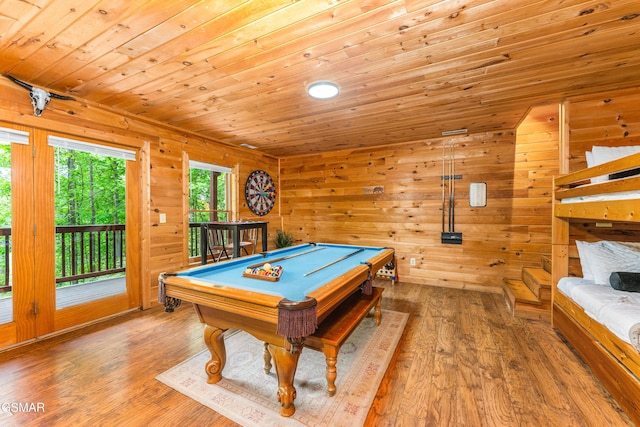 3186 Emerald Springs Loop, Pigeon Forge, TN 37862 - recreation room with wooden ceiling, billiards, hardwood / wood-style flooring, and wooden walls