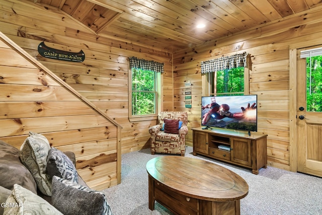 3828 Saddle Brook Way, Sevierville, TN 37862 - interior space featuring wood walls, carpet, and wood ceiling
