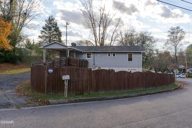 view of front of home with fence