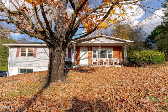 view of front of property featuring covered porch