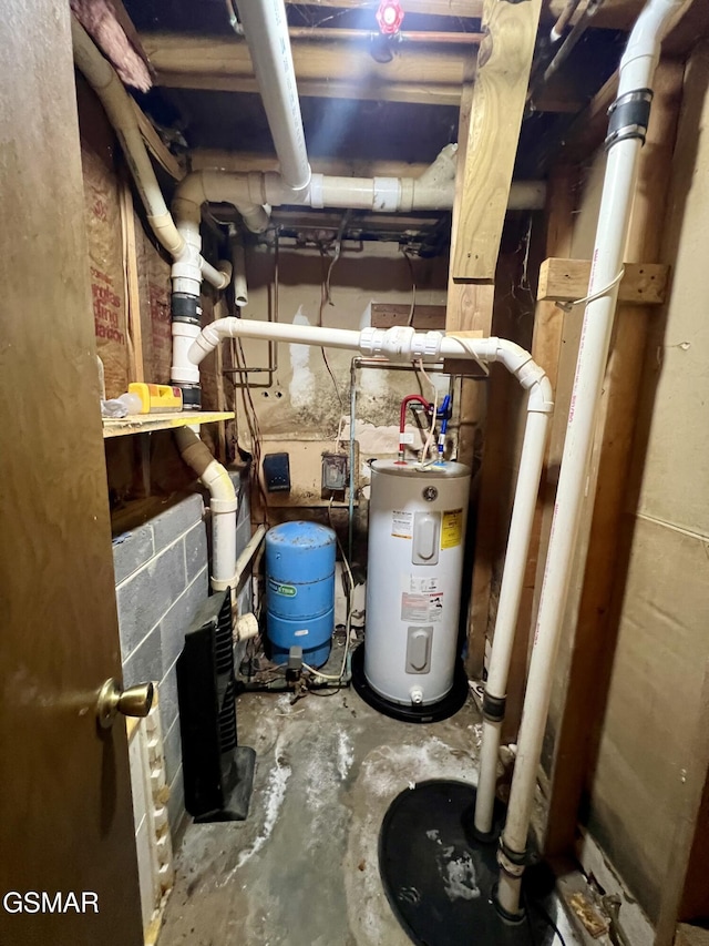 utility room featuring water heater