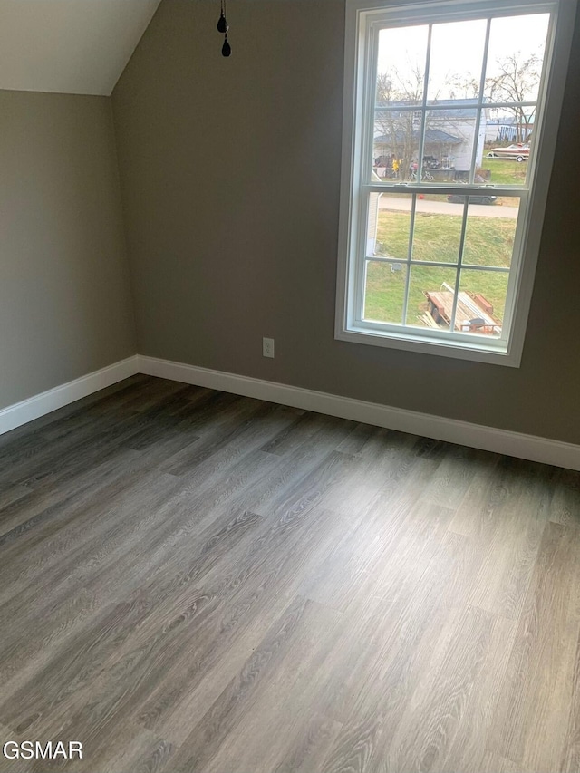 bonus room featuring wood-type flooring and lofted ceiling