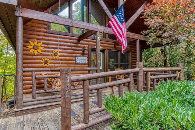 deck featuring an outbuilding