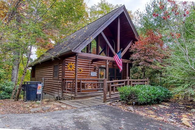 cabin with covered porch