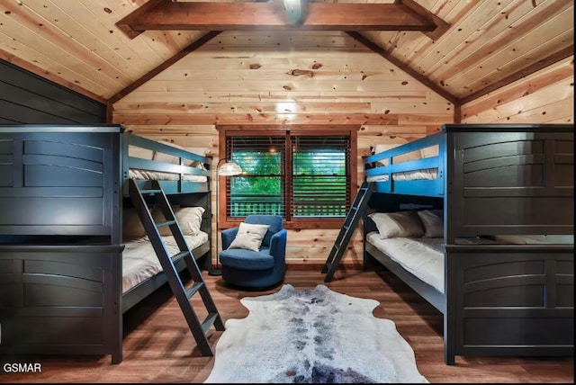 2623 Rogers Way, Sevierville, TN 37876 - bedroom with wood ceiling, wood walls, and lofted ceiling with beams