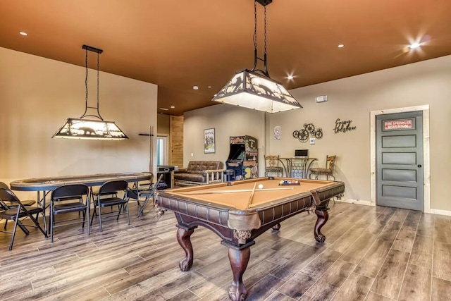 604 Cherokee Orchard Rd, Gatlinburg, TN 37738 - playroom featuring wood finished floors, billiards table, recessed lighting, and baseboards