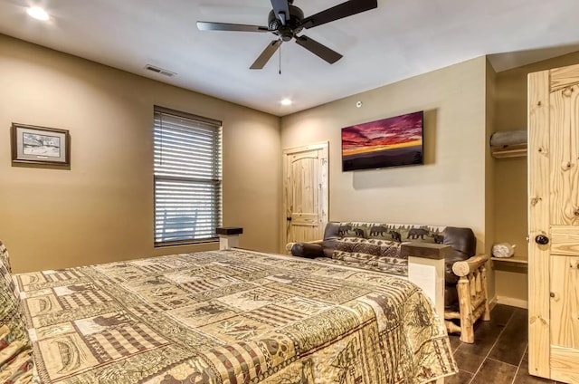 604 Cherokee Orchard Rd, Gatlinburg, TN 37738 - bedroom with recessed lighting, dark wood-style flooring, and a ceiling fan