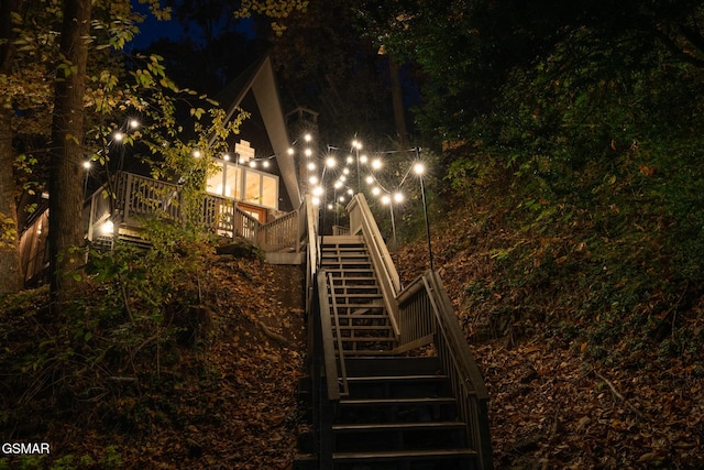 exterior space featuring stairway