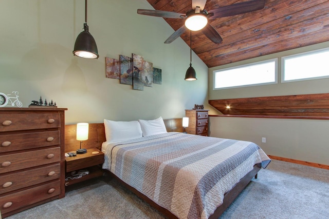 1435 Wiley Oakley Dr Unit 173, Gatlinburg, TN 37738 - carpeted bedroom featuring ceiling fan, wood ceiling, and high vaulted ceiling