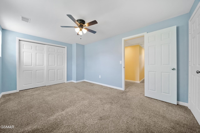 3206 Bativa Garden Ct, Sevierville, TN 37876 - unfurnished bedroom with a closet, carpet, baseboards, and ceiling fan