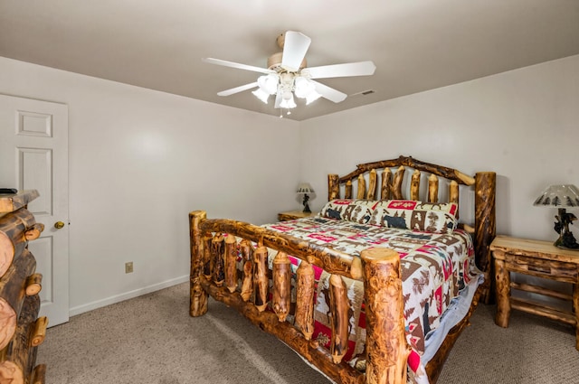 bedroom featuring carpet and ceiling fan