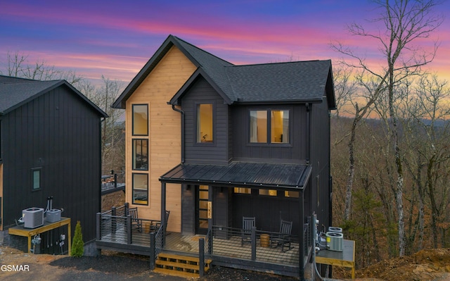 view of front of home featuring central AC