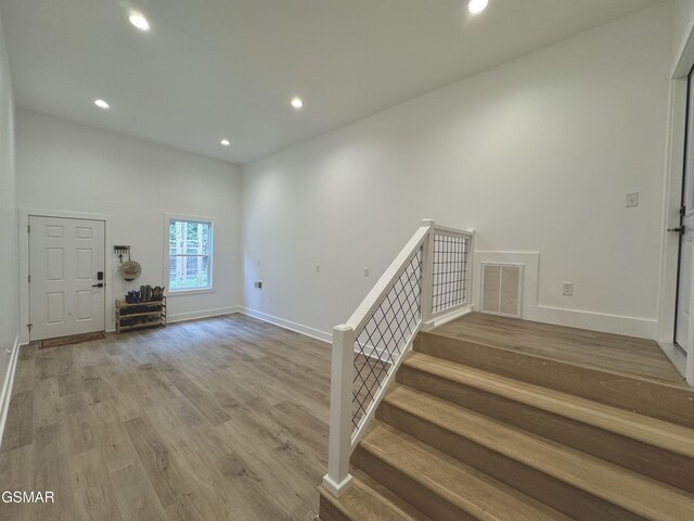 interior space with light hardwood / wood-style floors