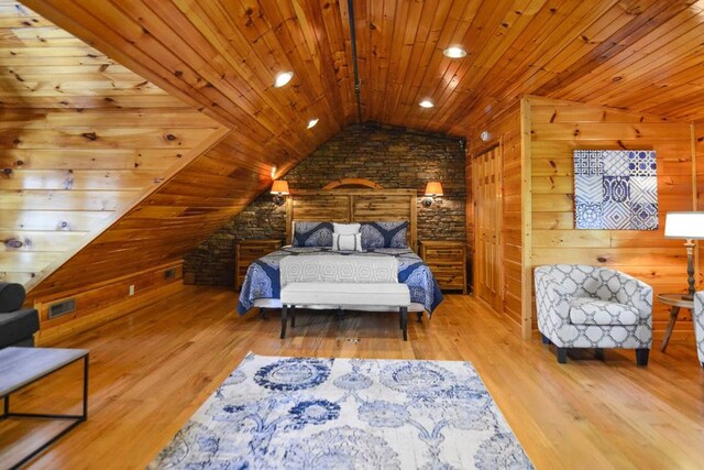 2837 Cedar Falls Way, Sevierville, TN 37862 - bedroom with wood finished floors, wooden walls, and wood ceiling