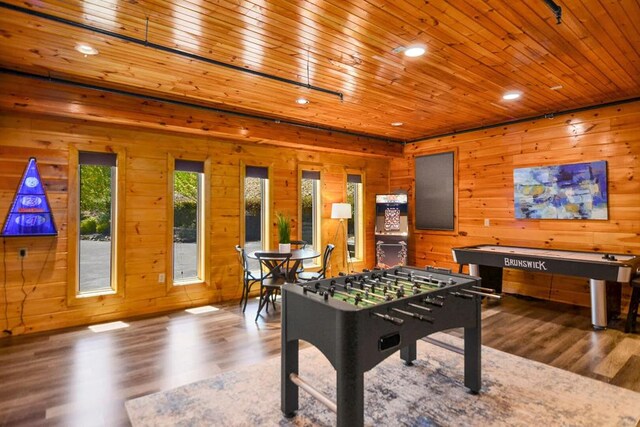 2837 Cedar Falls Way, Sevierville, TN 37862 - playroom with wooden walls, recessed lighting, wooden ceiling, and wood finished floors