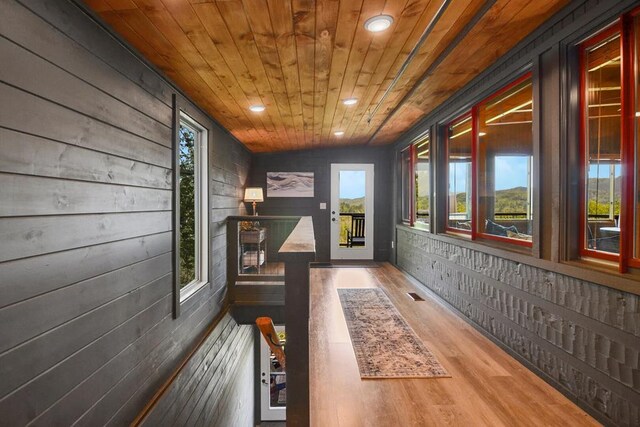 2837 Cedar Falls Way, Sevierville, TN 37862 - hall featuring recessed lighting, visible vents, wood ceiling, and wood finished floors