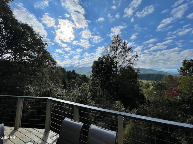 deck featuring a mountain view