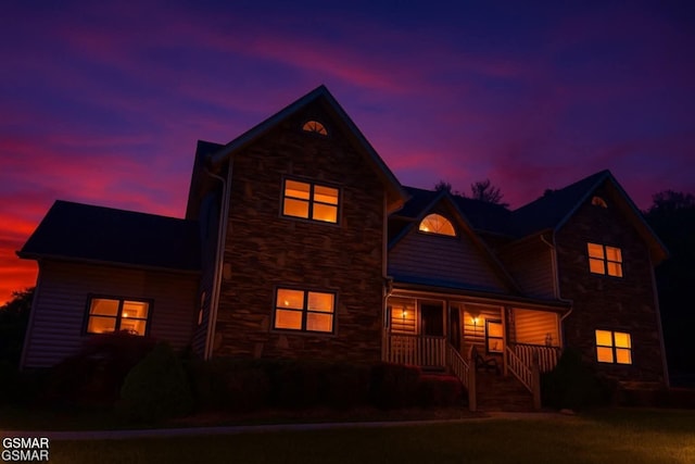 2754 Owls Cove Way, Sevierville, TN 37862 - view of front of property with stone siding and a porch