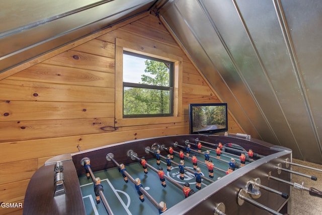 2754 Owls Cove Way, Sevierville, TN 37862 - rec room with wooden walls and vaulted ceiling