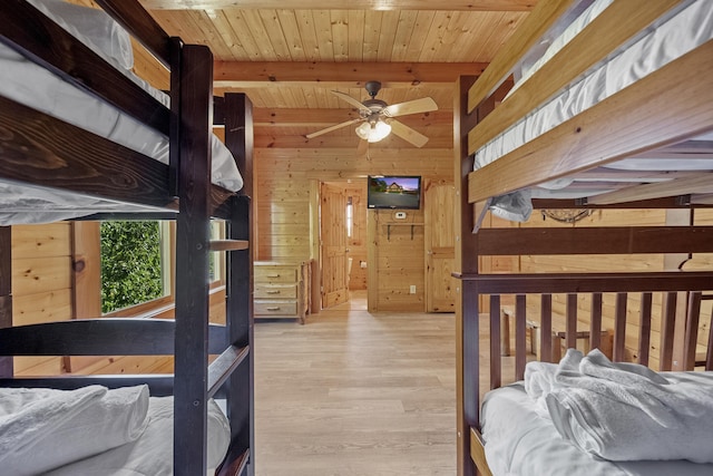2857 White Oak Ridge Ln, Sevierville, TN 37862 - bedroom featuring wood walls, wood finished floors, and wood ceiling with exposed beams