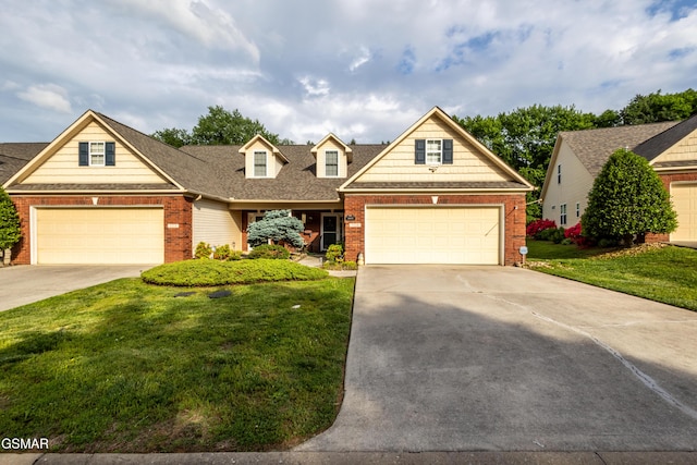 3518 Pebblebrook Way, Knoxville, TN 37921 - view of front of home featuring brick siding, a shingled roof, driveway, and a front yard