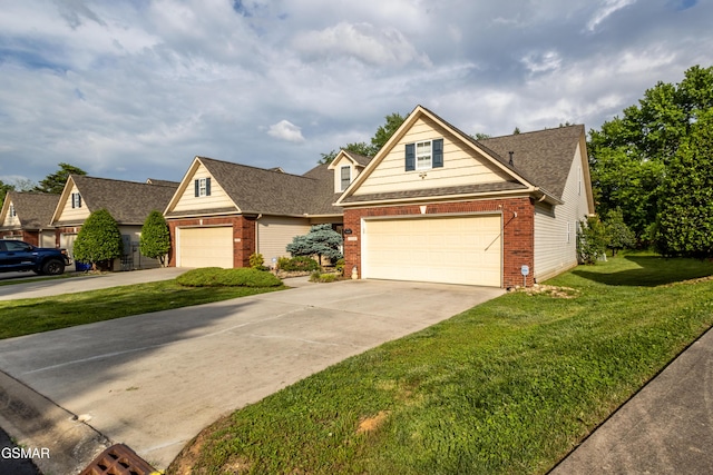 3518 Pebblebrook Way, Knoxville, TN 37921 - craftsman-style home with a garage, a front yard, roof with shingles, brick siding, and driveway