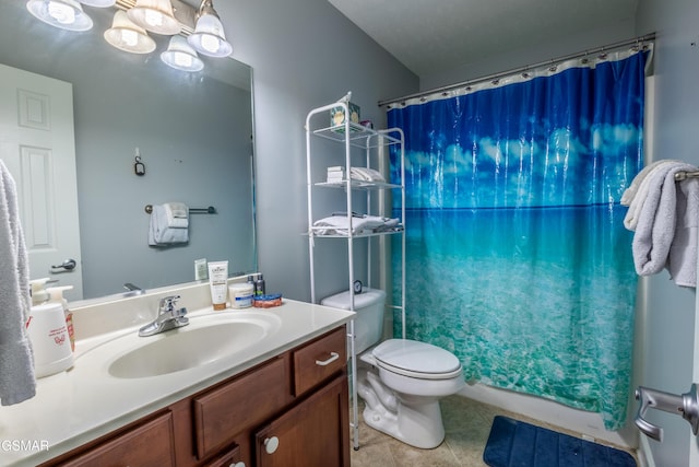 3518 Pebblebrook Way, Knoxville, TN 37921 - bathroom featuring tile patterned flooring, a shower with shower curtain, toilet, and vanity