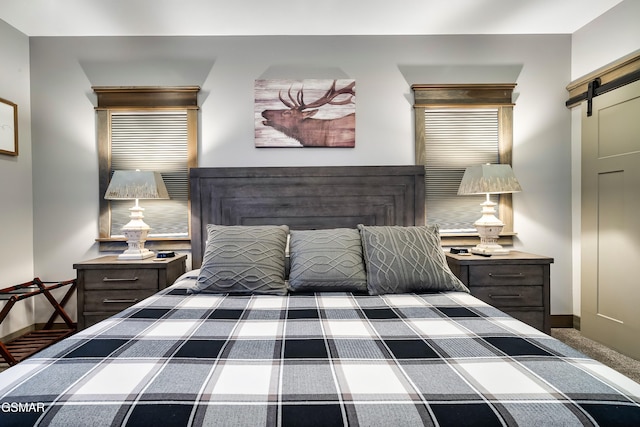 710 Wiley Oakley Dr, Gatlinburg, TN 37738 - bedroom featuring a barn door and baseboards