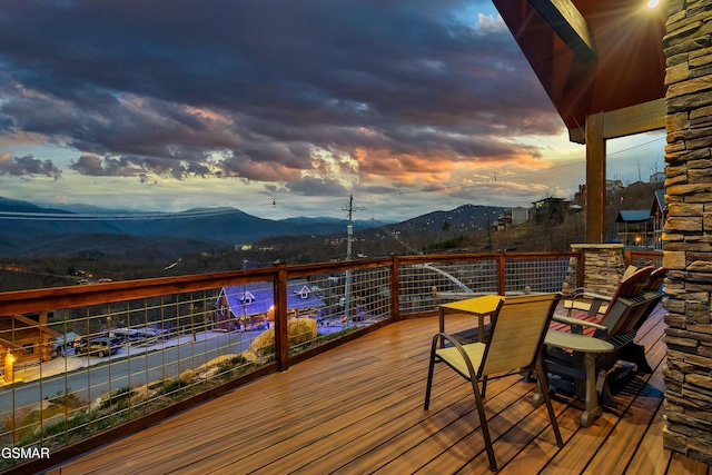 710 Wiley Oakley Dr, Gatlinburg, TN 37738 - wooden terrace with a mountain view