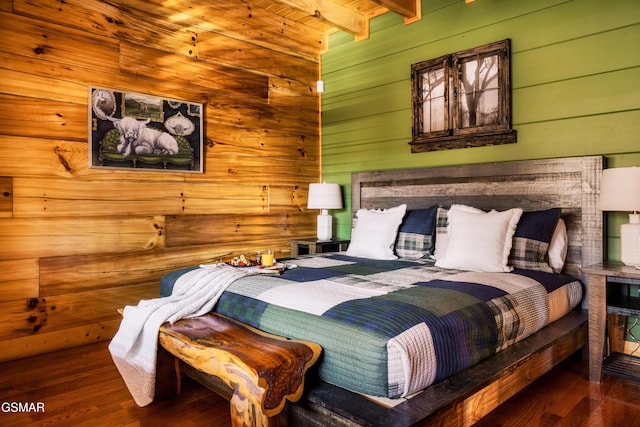 2017 Smoky Cove Rd, Sevierville, TN 37876 - bedroom with wood finished floors, beam ceiling, and wood walls