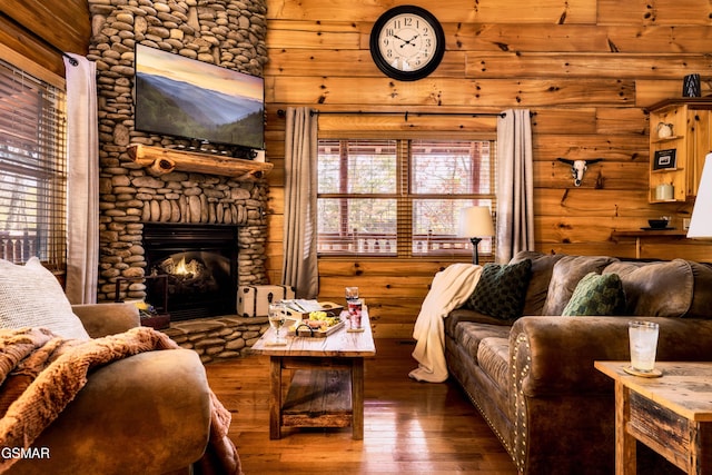2017 Smoky Cove Rd, Sevierville, TN 37876 - living area with hardwood / wood-style flooring and a fireplace