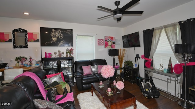 1625 Worth St, Knoxville, TN 37917 - living area featuring wood finished floors and a ceiling fan