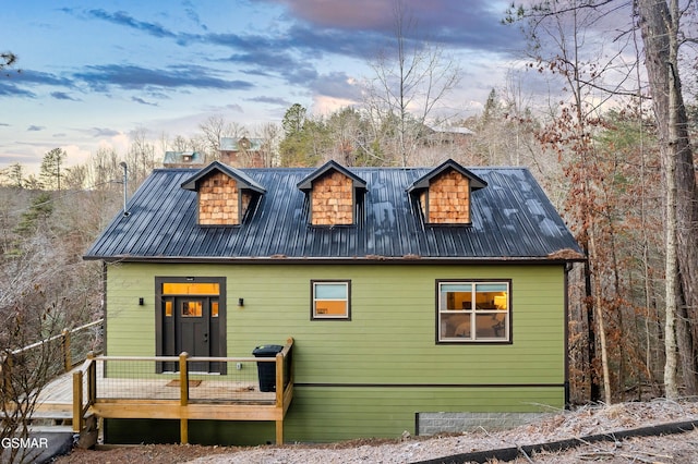 1719 Walker Trl, Sevierville, TN 37876 - rear view of property featuring metal roof and a wooden deck