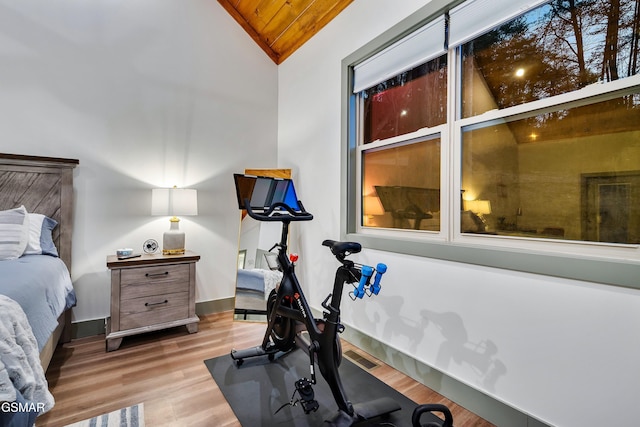 1719 Walker Trl, Sevierville, TN 37876 - workout area with wood finished floors, lofted ceiling, and wood ceiling