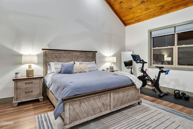 1719 Walker Trl, Sevierville, TN 37876 - bedroom featuring wood finished floors, wood ceiling, baseboards, and high vaulted ceiling