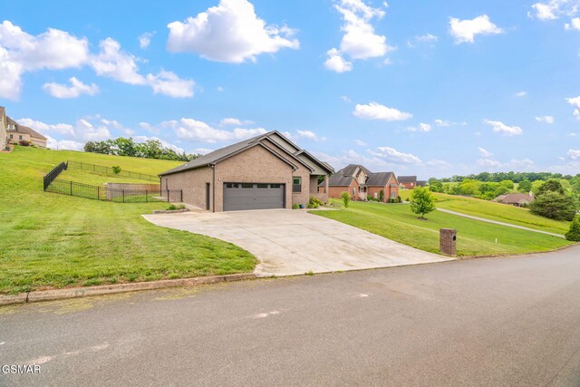 view of front of house with brick siding, a garage, and concrete driveway