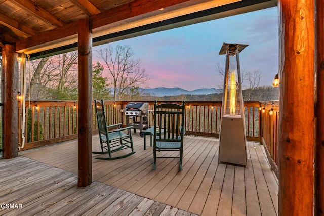 deck with a mountain view