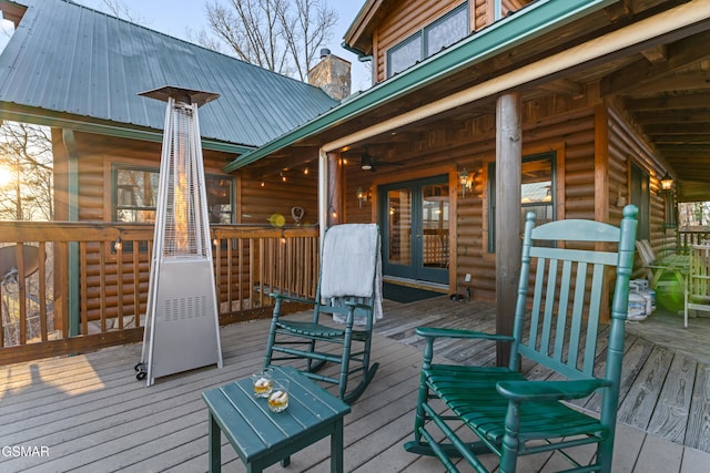 wooden deck with french doors