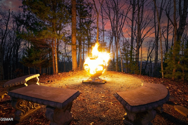 view of home's community featuring a fire pit