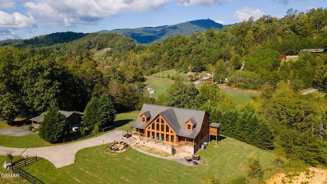 bird's eye view featuring a mountain view