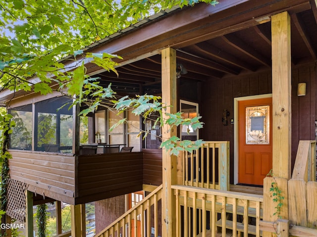 exterior space with a sunroom