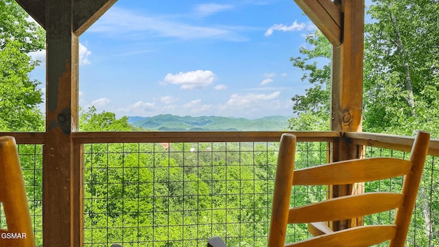 exterior space featuring a mountain view