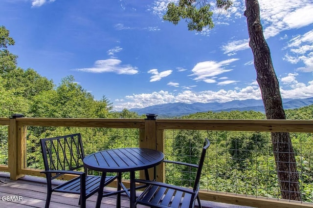 balcony with a mountain view