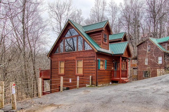 view of log home