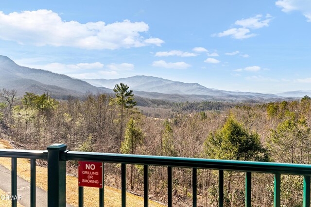 balcony with a mountain view